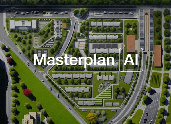 Masterplan AI tool visualizing 2D site plans and urban masterplans