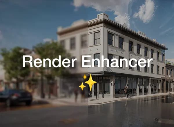 Render Enhancer AI upscaling tool improving renders to 8K resolution