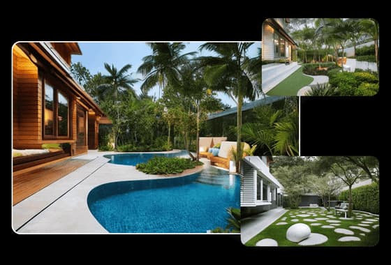 Landscape AI design tool offering 15+ landscaping styles